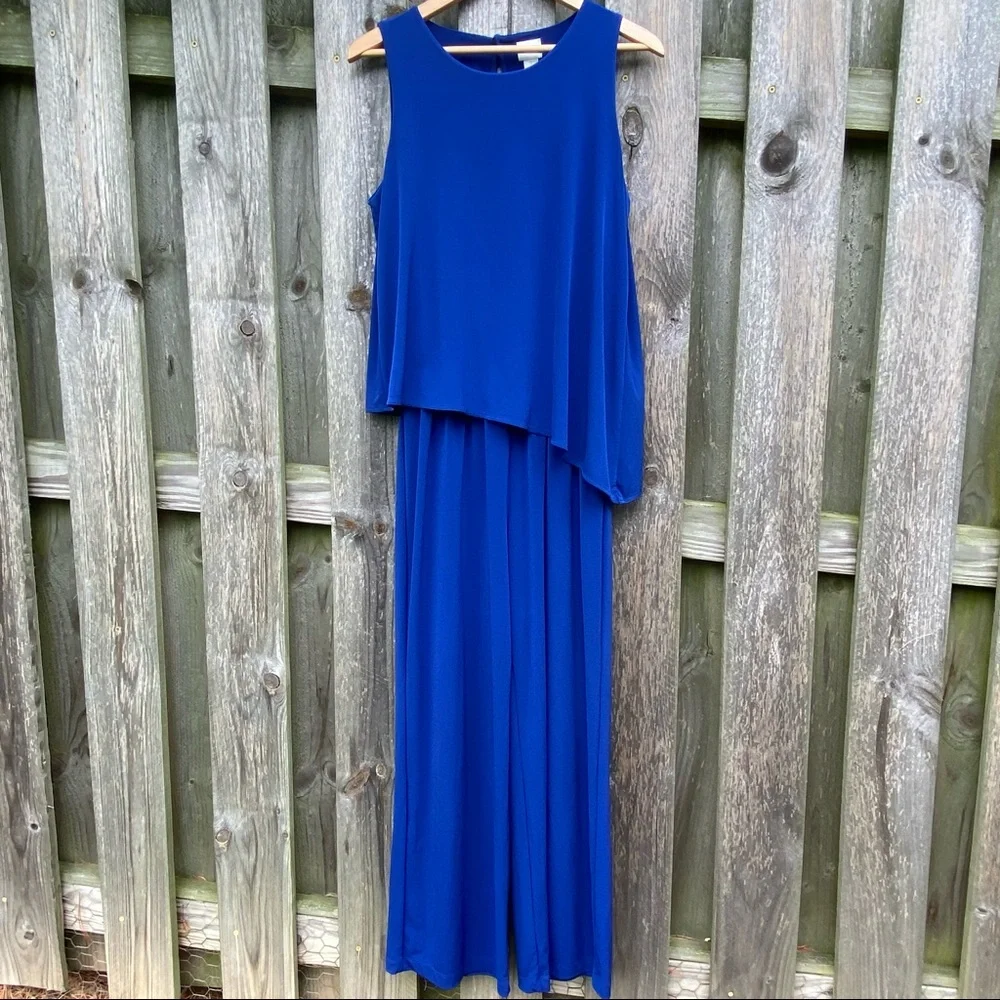 Chicos Royal blue Jumpsuit 1 piece pantsuit Elastic waist Zip back Jumper - Picture 1 of 11